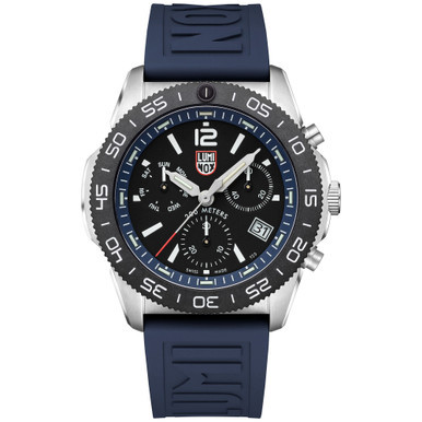 Men's Swiss Chronograph Pacific Diver Blue Rubber Strap Watch 44mm