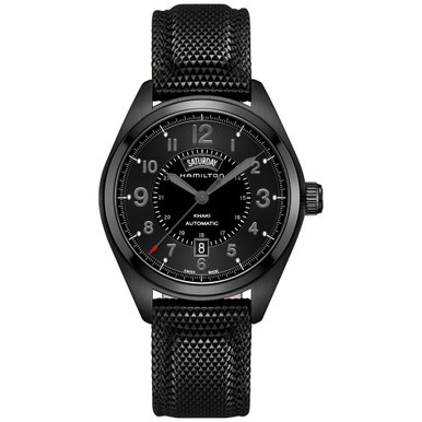 Men's Swiss Automatic Khaki Field Black Rubber Strap Watch 42mm H70695735