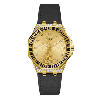 Women's Analog Black Leather Watch 38mm