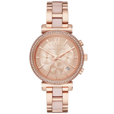 Women's Chronograph Sofie Rose Gold-Tone Stainless Steel & Blush Acetate Bracelet Watch 39mm