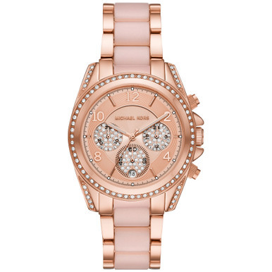 Women's Chronograph Blair Rose Gold-Tone Stainless Steel & Blush Acetate Bracelet Watch 39mm