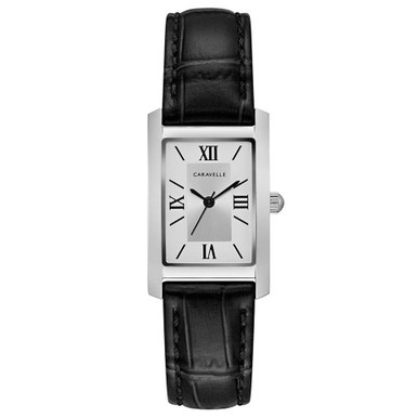 Women's Black Leather Strap Watch 21x33mm