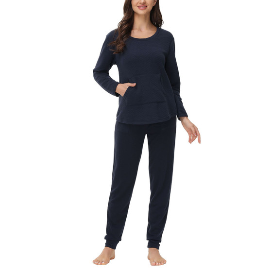Plus Size Kangaroo Long Sleeve Top with Jogger Set