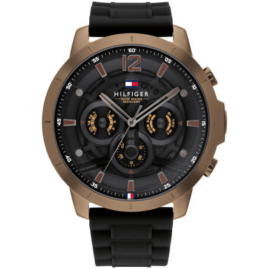 Men's Black Silicone Strap Watch 50mm