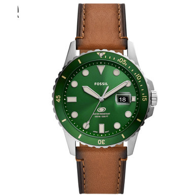 Men's Fossil Blue Brown Leather Strap Watch, 42mm