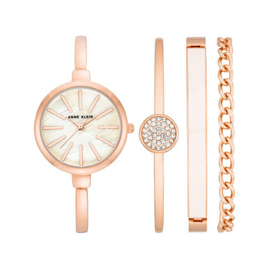 Women's Rose Gold-Tone Alloy Bangle Watch 32mm and Bracelet Set