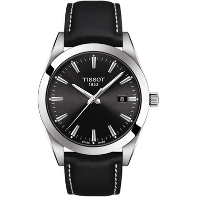 Men's Swiss T-Classic Gentleman Black Leather Strap Watch Watch 40mm