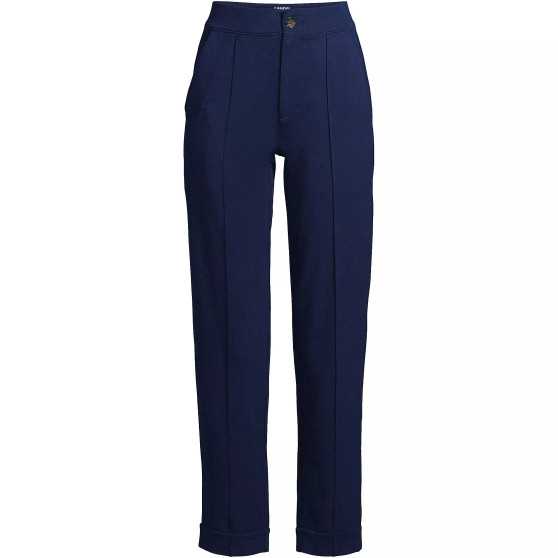 Women's Petite Starfish High Rise Pintuck Straight Leg Elastic Waist Pull On Ankle Pants