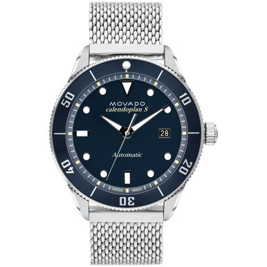 Men's Heritage Calendoplan Swiss Automatic Silver-Tone Stainless Steel Bracelet Watch 43mm