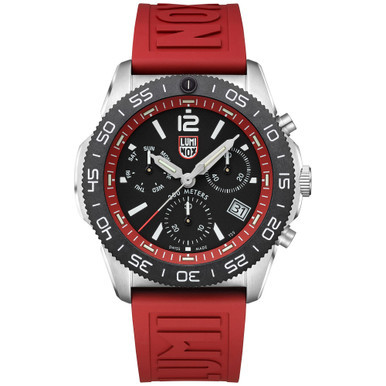 Men's Swiss Chronograph Pacific Diver Red Rubber Strap Watch 44mm