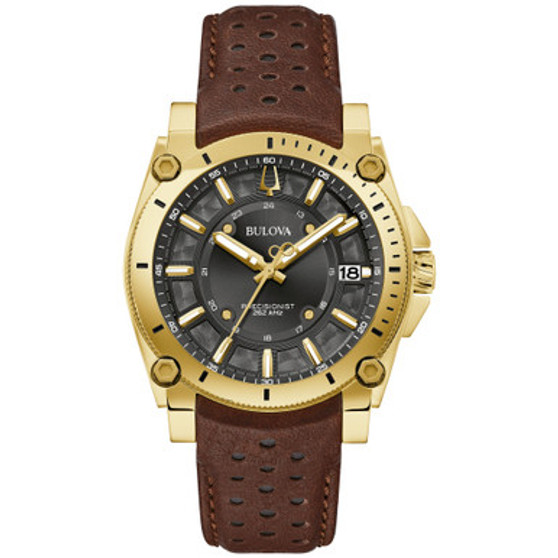 Men's Precisionist Icon Brown Leather Strap Watch 40mm