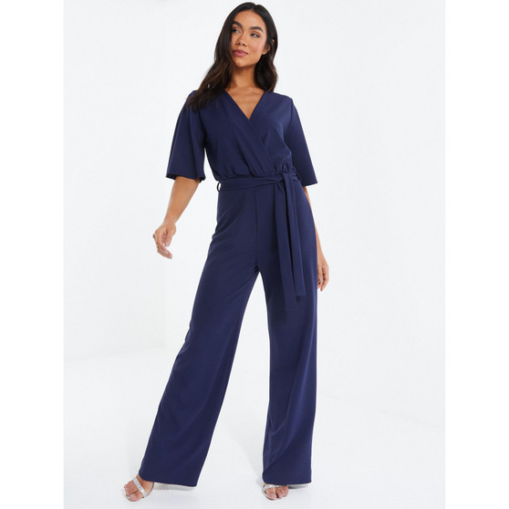 Women's Tie Front Palazzo Jumpsuit