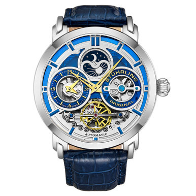 Men's Blue Leather Strap Watch 54mm