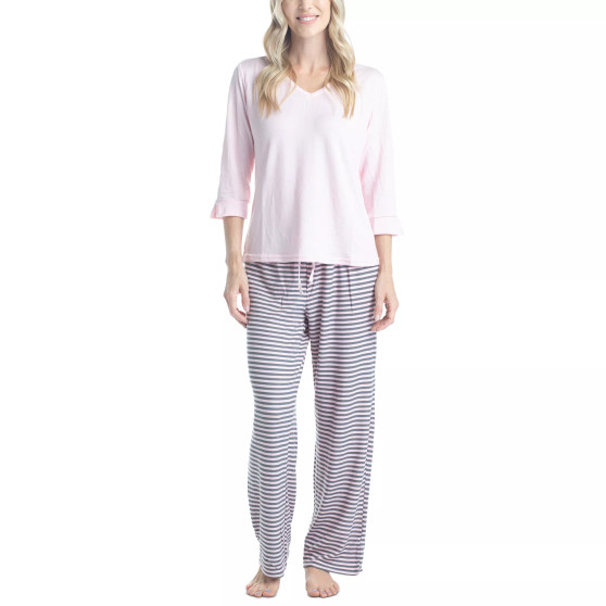 Plus Size 3/4 Sleeve Top & Boot-Cut Pajama Pants Set