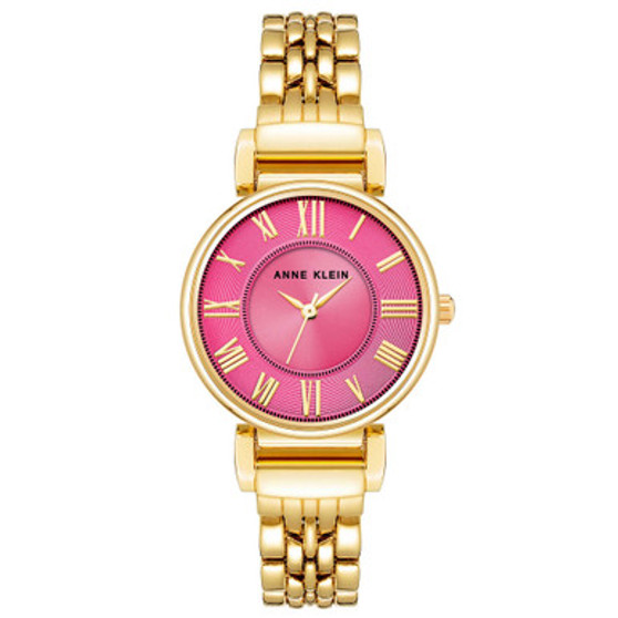 Women's Three Hand Quartz Round Gold-Tone Alloy Link Bracelet Watch, 30mm