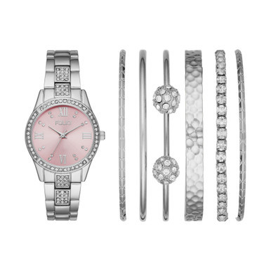 Women's Silver-Tone Bracelet Watch 32mm Gift Set