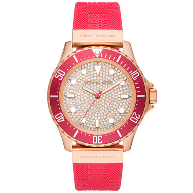 Women's Everest Quartz Three-Hand Geranium Pink Silicone Watch 43mm