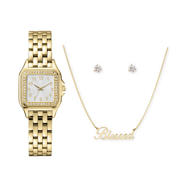 Women's Gold-Tone Metal Alloy Bracelet Watch 26mm Gift Set