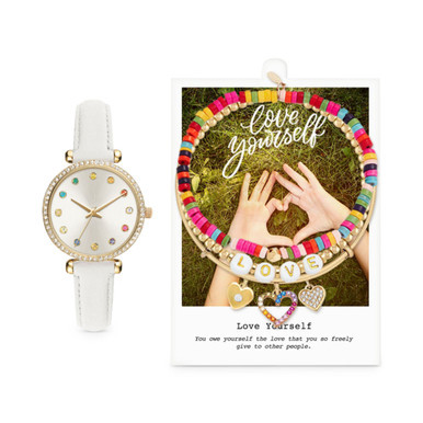 Women's White Strap Watch 33mm Gift Set