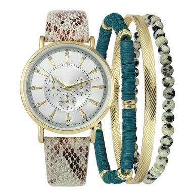 Women's Faux Snake Strap Watch 37mm Gift Set, Created for Macy's