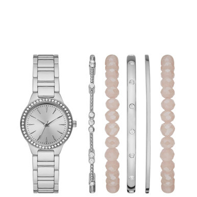 Women's Silver Bracelet Watch Gift Set, 30mm