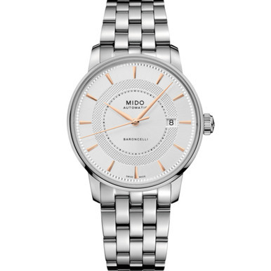 Men's Swiss Automatic Baroncelli Signature Stainless Steel Bracelet Watch 39mm