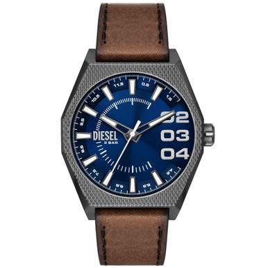 Men's Scraper Quartz Three Hand Brown Leather Watch 44mm