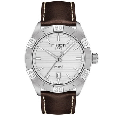 Men's Swiss PR 100 Sport Brown Leather Strap Watch 42mm