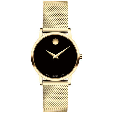 Women's Swiss Museum Classic Gold PVD Mesh Bracelet Watch 28mm