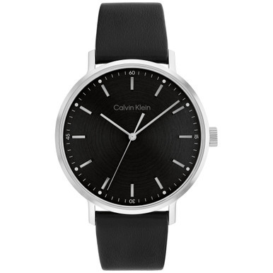 Black Leather Strap Watch 42mm