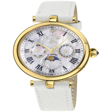 Women's Florence Swiss Quartz Italian White Leather Strap Watch 36mm