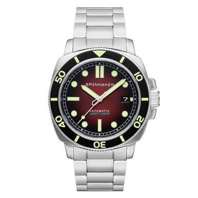 Men's Hull Diver Automatic Ombre Red with Silver-Tone Solid Stainless Steel Bracelet Watch 42mm