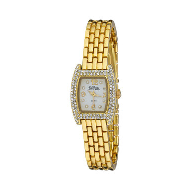 Women's Gold-Tone Alloy Bracelet Panther Link Square Stone Bezel Watch, 23mm