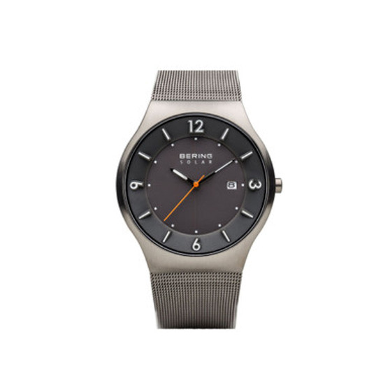 Men's Slim Solar Stainless Case and Mesh Watch