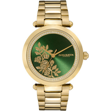 Women's Signature Floral Ion Plated Gold-Tone Steel Bracelet Watch 34mm
