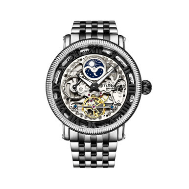 Men's Black - Silver Tone Stainless Steel Bracelet Watch 49mm