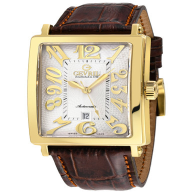 Men's Avenue of Americas Swiss Automatic Italian Brown Leather Strap Watch 44mm