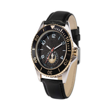 Men's Disney Star Wars Honor Black Leather Strap Watch 46mm