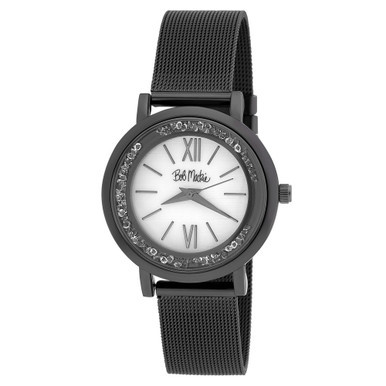 Unisex Rolling Stone Black Alloy Mesh Band Watch 34mm