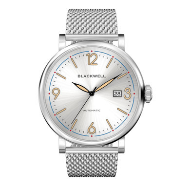 Sunray White Dial with Silver Tone Steel and Silver Tone Steel Mesh Watch 44 mm