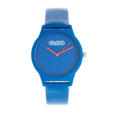 Unisex Splat Blue Leatherette Strap Watch 38mm
