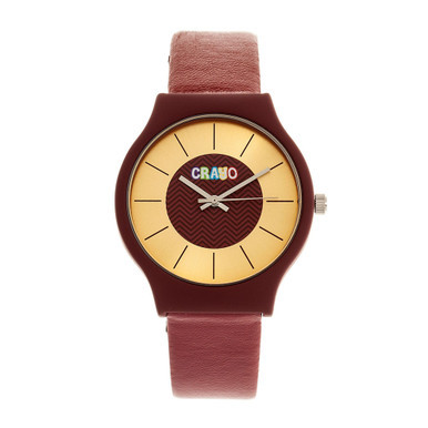 Unisex Trinity Maroon Leatherette Strap Watch 36mm