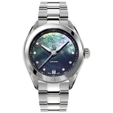 Women's Swiss Comtesse Diamond-Accent Stainless Steel Bracelet Watch 34mm