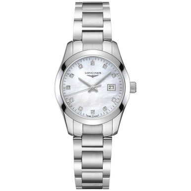 Women’s Swiss Conquest Classic Diamond Accent Stainless Steel Bracelet Watch 29.5mm
