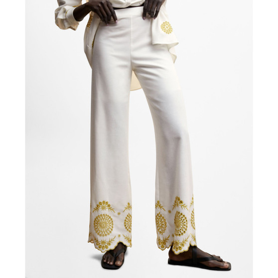 Women's Swiss Embroidered Culottes Pants
