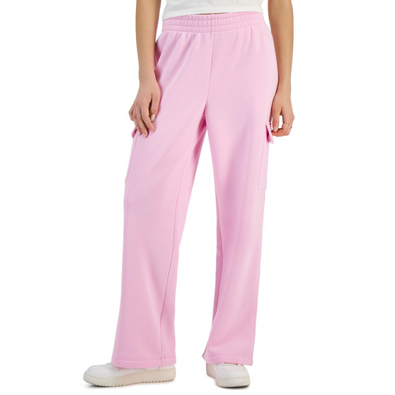 Juniors' Wide-Leg Cargo Pocket SweatpantsT