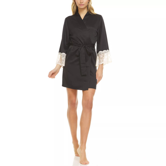 Kit Heart Lace Matte Charmeuse Wrap Robe