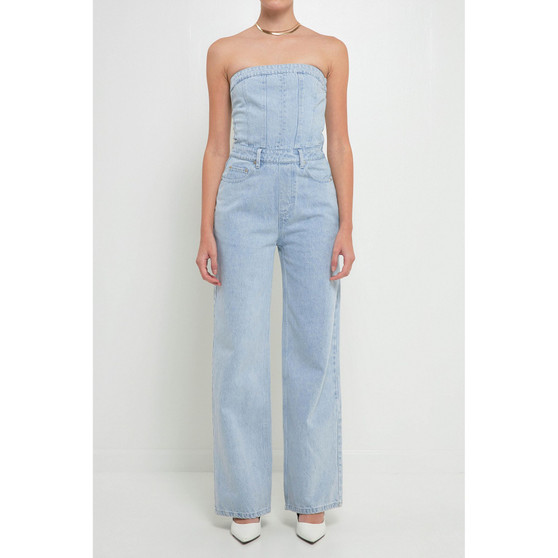 Women's Corset Denim Jumpsuit