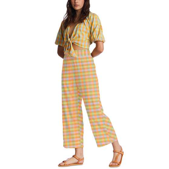 Juniors' Into You Textured Plaid Pull-On Pants