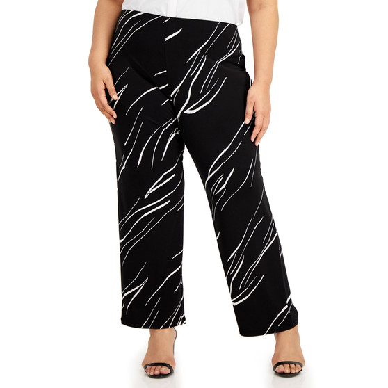 Plus Size Printed Wide-Leg Soft Pants, Created for Macy's